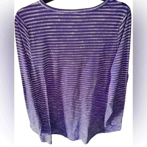 Lularoe 3X purple & white  long sleeve striped Lynnae top. NWT. Hi/lo hem.Basic! - Picture 2 of 7